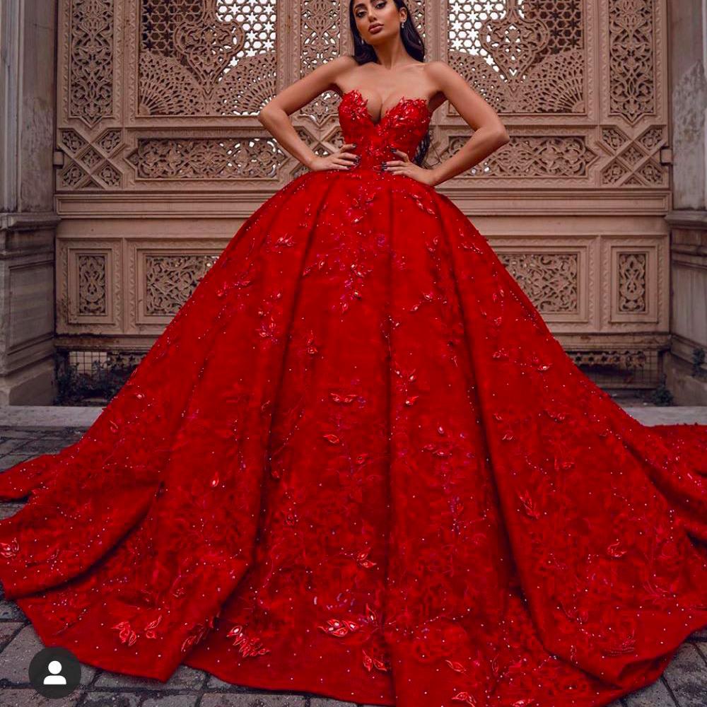 red ball gown prom dresses sweetheart ...